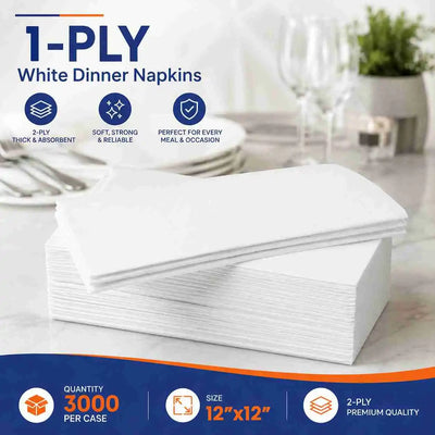 1 Ply White Diner Napkins