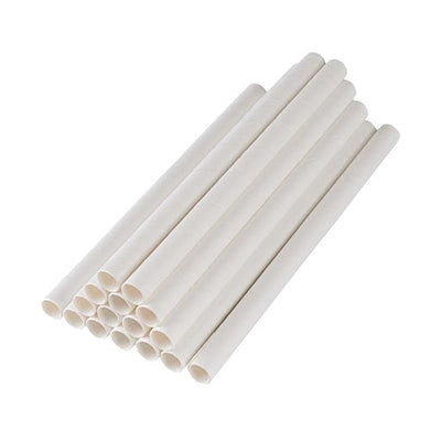 10" Jumbo White Paper Straws 12mm Dia – Eco-Friendly Biodegradable Boba & Smoothie Drinking Straws (250 Box)