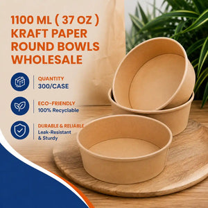 1100 ml Kraft Paper Round Bowl