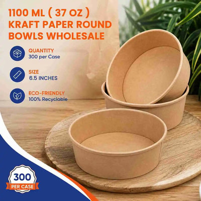 1100 ml Kraft Paper Round Bowl