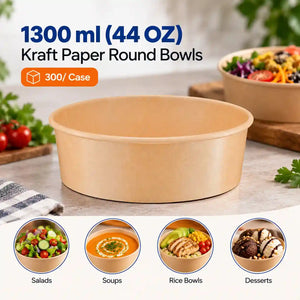 1300 ml Kraft Paper Round Bowl