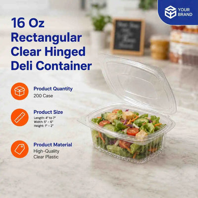16 oz Hinged Clear Deli Container