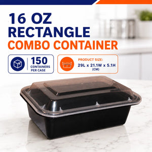 16 oz rectangle combo containers