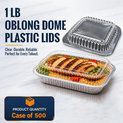 1 LB Oblong Dome Plastic Lids