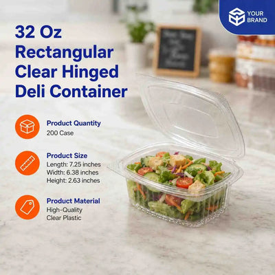 32 oz Hinged Clear Deli Container