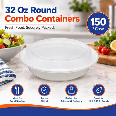 Round plastic meal prep combo container