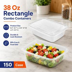 38 oz rectangle combo containers