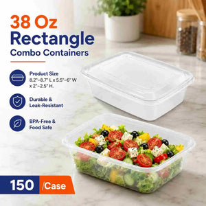 38 oz rectangle combo containers