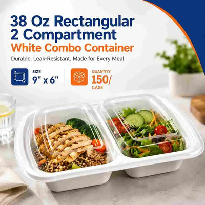 38 oz 2-compartment rectangular combo container