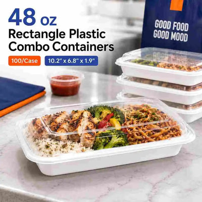 48 oz rectangle plastic combo containers