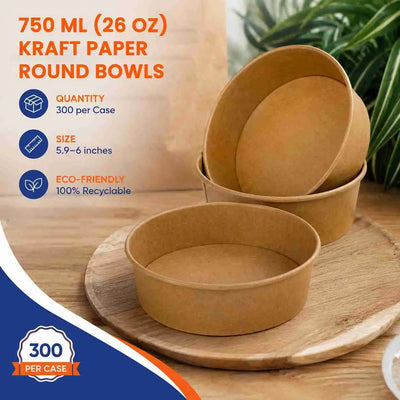 750 ml Kraft Paper Round Bowl