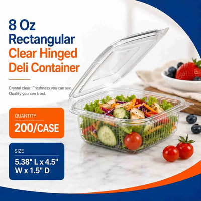 8 oz Hinged Clear Deli Container