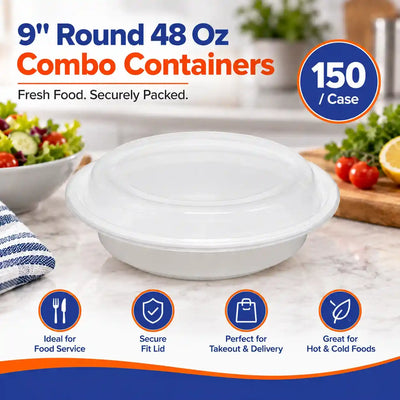 9-inch 48 oz combo containers