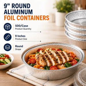 9-inch round heavy-duty aluminum foil containers