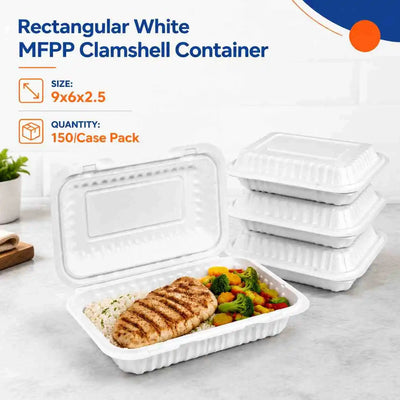 9x6x2.5 MFPP disposable clamshell container