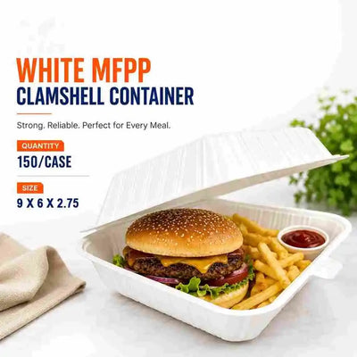 9x6x2.75 MFPP hinged food container