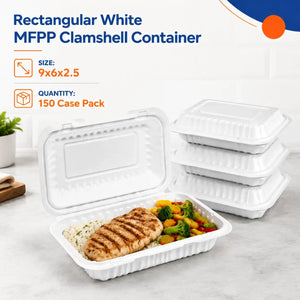9x6x2.5 MFPP disposable clamshell container