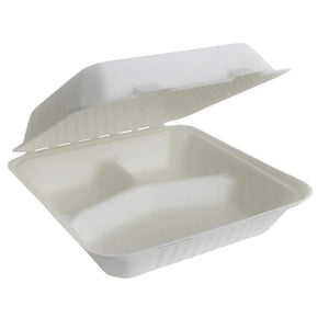 8*8*3 3 Compartment MFPP Clamshell Container, 150/Case