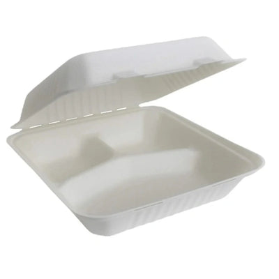 8*8*3 3 Compartment MFPP Clamshell Container, 150/Case