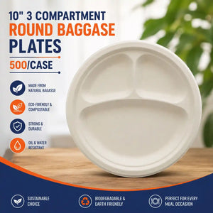3 Compartment Bagasse Plate