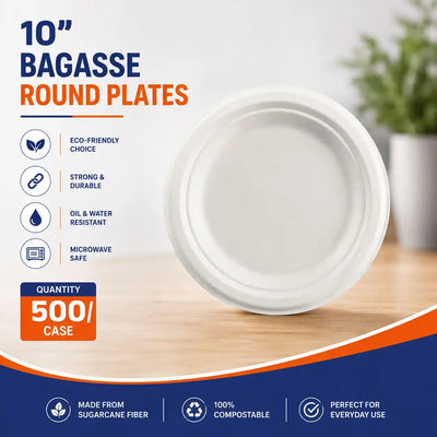 10 Inch Bagasse Plate