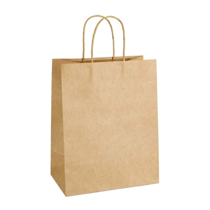 13 x 7 x 13 Kraft Paper Bags with Handles – Medium Disposable Shopping Bags for Retail, Grocery & Takeaway | Strong Recyclable Carry Bags – 200/Case | ECOZAT