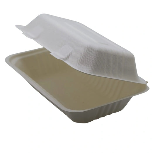 ECOZOE - 6*6 Bagasse Clamshell Containers, 500/Case