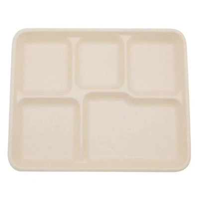 ECOZAT - 5 Compartment Bagasse Rectangle Plate,300/Case