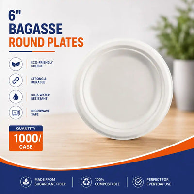 6 Inch Bagasse Plate