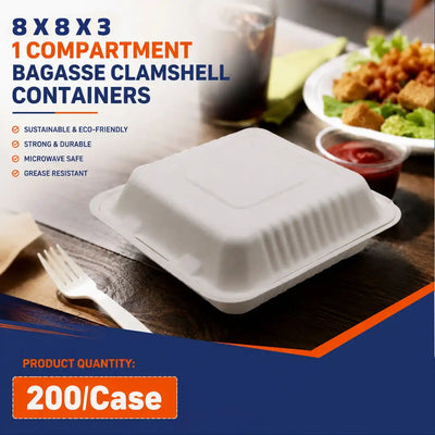 1 Compartment Bagasse Container