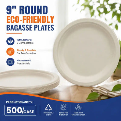 9 Inch Bagasse Plate