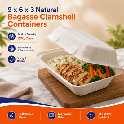 Bagasse Clamshell Container