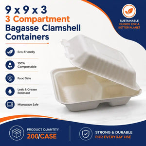 3 Compartment Clamshell