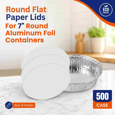 Flat paper lid for 7-inch foil containers