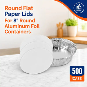Flat paper lid for 8-inch foil containers