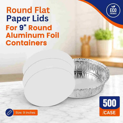 Flat paper lid for 9-inch foil containers