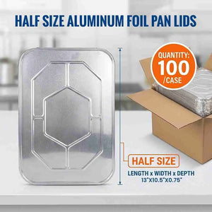 Half-size aluminum foil pan lid