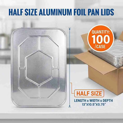 Half-size aluminum foil pan lid
