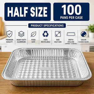 Half-size shallow aluminum foil pan