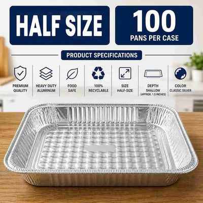 Half-size shallow aluminum foil pan