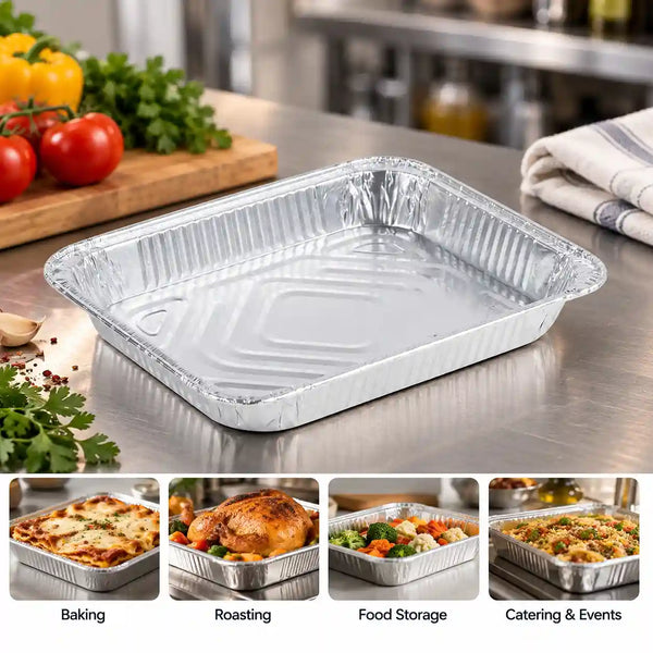 Shallow Pan Box Half Size Shallow Foil Pans 100/Case
