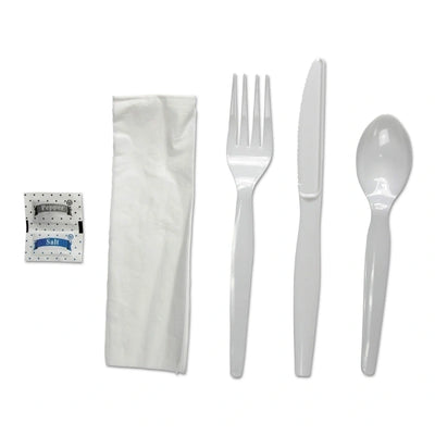 Wrapped 6pc Wooden Cutlery Kit (F/K/S/N/S&P), 500/Case