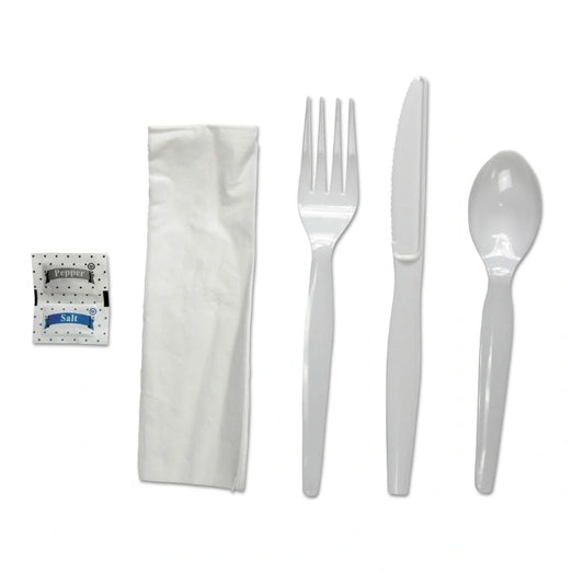 Wrapped 6pc Wooden Cutlery Kit (F/K/S/N/S&P), 500/Case
