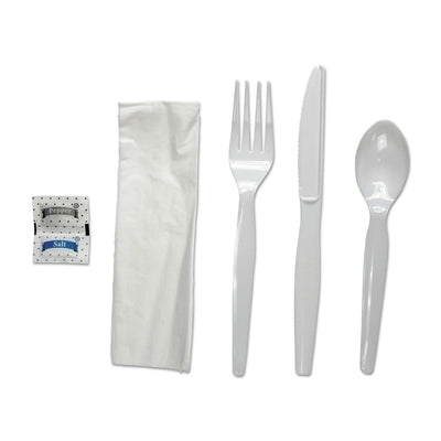 OZAT - Cutlery Kit, Heavy Duty, White,  6 PCs (F/S/K/N/S&P), 250/Case