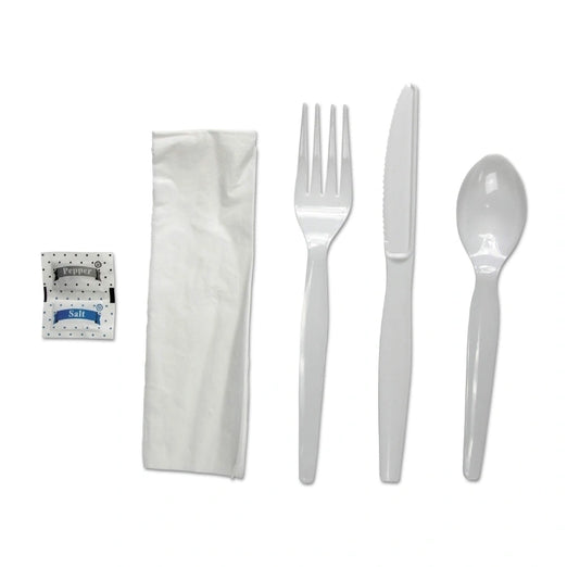 OZAT - Cutlery Kit, Heavy Duty, White,  6 PCs (F/S/K/N/S&P), 250/Case