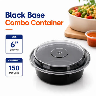 Maple 6 Inch Black Round Container