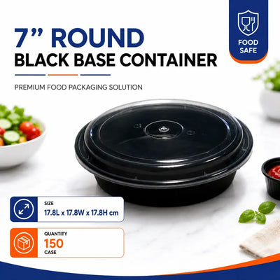 Maple 7 Inch Black Round Container