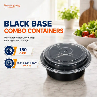 Maple 8 Inch Black Round Container