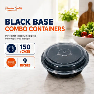 Maple 9 Inch Black Round Container