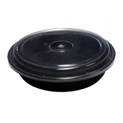 MAPLE - 7" Black Round Combo Container, 150/Case